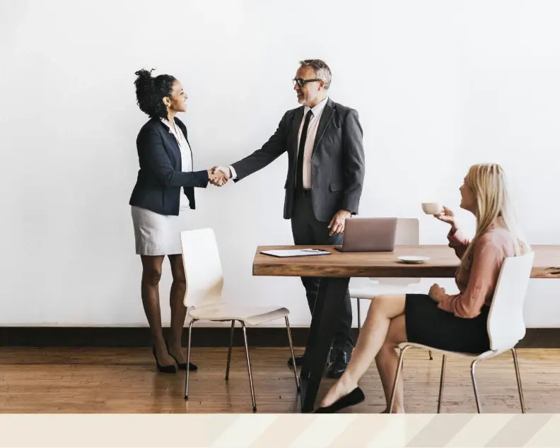 Business professionals shaking hands